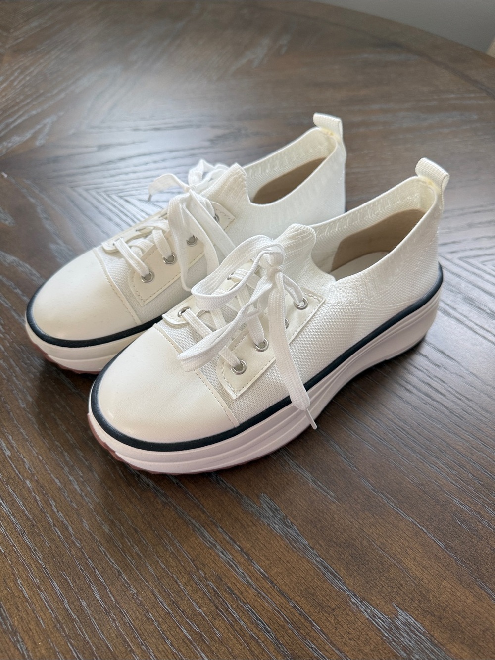 White Platform Lace-Up Women's Sneakers